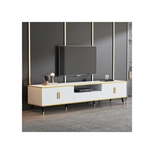 Meuble Tv Bas Moderne, Aspect Marbre, Panneau Tv, Commode Tv, 200 X 40 X 46 Cm