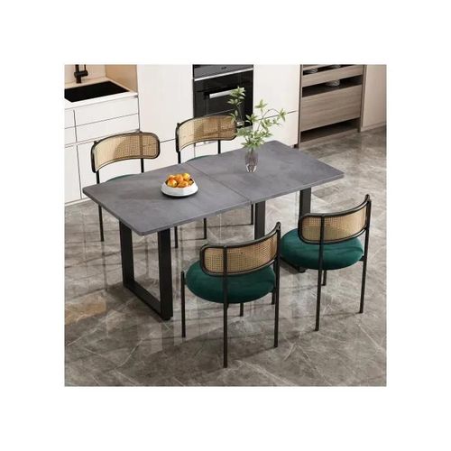 Chaises De Salle À Manger En Velours, Lot De 4 Chaises De Salon En Rotin, Chaises De Salle De Séjour Et De Chambre, Vertes