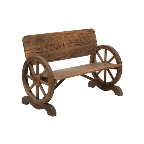 Banc De Jardin Outsunny 2 Places En Bois Massif, 250 Kg Meubles De Jardin, Banc Rustique, 114 X 58 X 80 Cm, Marron