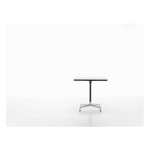 Vitra - Table Eames Contract Carrã© - Hpl Blanc, Bord En Plastique Noir (Utilisable Ã  L'extã©Rieur) - Stabilisateur Chromã©, Colonne Revãªtu Par Poudrage Noir Basic  - Blanc