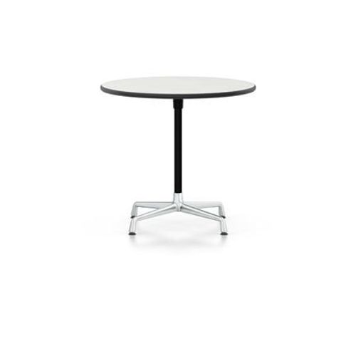 Vitra - Table Eames Contract Ronde - Hpl Blanc, Bord En Plastique Noir (Utilisable Ã  L'extã©Rieur) - Stabilisateur Chromã©, Colonne Revãªtu Par Poudrage Noir Basic - Ã 80 Cm  - Blanc