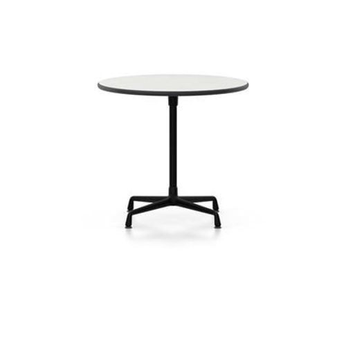 Vitra - Table Eames Contract Ronde - Hpl Blanc, Bord En Plastique Noir (Utilisable Ã  L'extã©Rieur) - Stabilisateur Et Colonne Avec Revãªtement En Poudre Noir Foncã© (Convient Pour L'utilisation Ã  L'extã©Rieur) - Ã 80 Cm  - Blanc