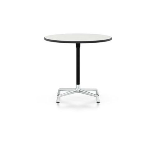 Vitra - Table Eames Contract Ronde - Hpl Blanc, Bord En Plastique Noir (Utilisable Ã  L'extã©Rieur) - Stabilisateur Chromã©, Colonne Revãªtu Par Poudrage Noir Basic - Ã 70 Cm  - Blanc