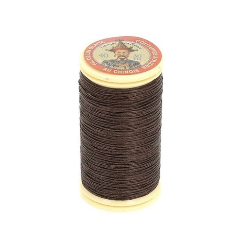Fil Lin Glacé 30 M ¿ Fil Au Chinois ¿ N° 40 ¿ Fil De Lin Retors, Lisse, Résistant. Color : 195 Marron Foncé