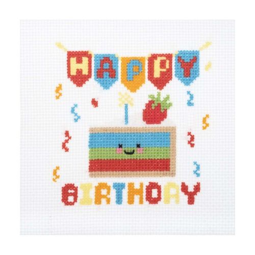Mini Kit Point De Croix Joyeux Anniversaire - 9,2 X 13 Cm - Trimits Taille : 9,2 X 13 Cm. Color : Multicolore