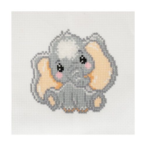 Mini Kit Point De Croix Éléphant - 12 X 12 Cm - Trimits Taille : 12 X 12 Cm. Color : Gris