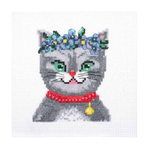 Mini Kit Point De Croix "Miaou" - 9,2 X 13 Cm - Trimits Taille : 9,2 X 13 Cm. Color : Multicolore