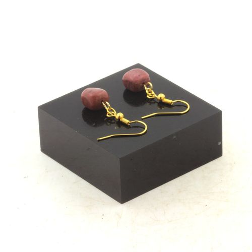 Boucles D'oreilles 1 Perle Rhodochrosite Du Brésil En Acier Inoxydable Fabriqué En France.
