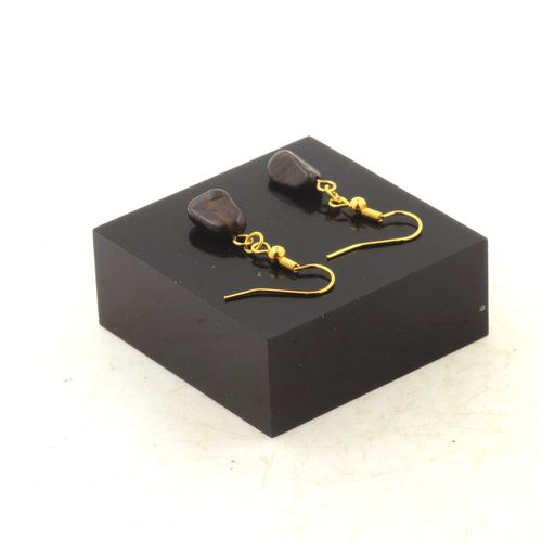 Boucles D'oreilles 1 Perle Opale Boulder D'australie En Acier Fabriqué En France.