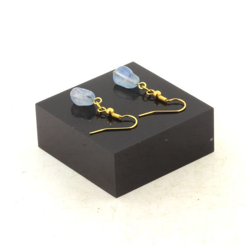 Boucles D'oreilles 1 Perle Aigue-Marine Du Brésil En Acier Inoxydable Fabriqué En France.