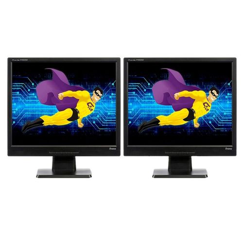 Lot x2 Écrans PC 19" IIyama ProLite P1905S-B2 PLP1900 Dual Screen VGA DVI 5:4