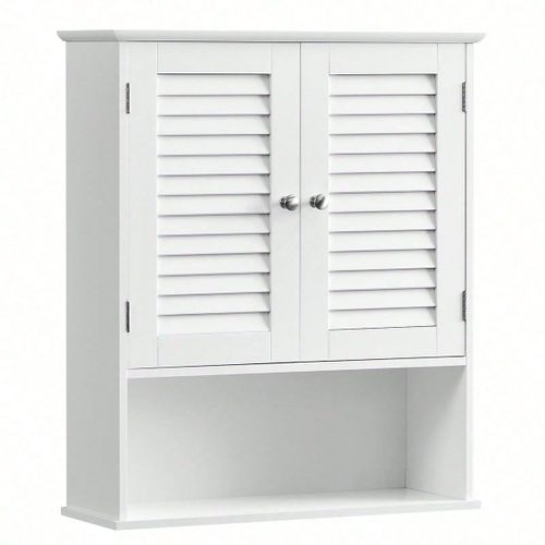 Meuble Mural, Armoire De Salle De Bain, 60 X 20 X 70 Cm, 2 Portes Et Étagère Ouverte, Blanc