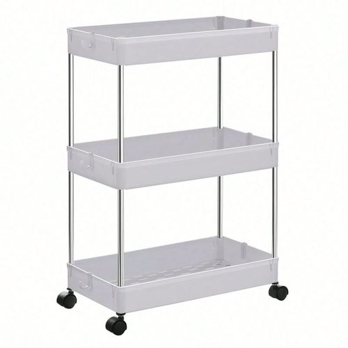 Desserte À Roulettes, Chariot De Rangement, Étagère Roulante, 3 Niveaux, Gain De Place, Pour Salle De Bain, Cuisine, Bureau, 40 X 22 X 60 Cm, Blanc