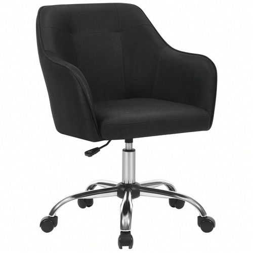 Fauteuil De Bureau, Chaise Pivotante Confortable, Siège Ergonomique, Réglable En Hauteur, Charge 120 Kg, Tissu Imitation Lin, Noir