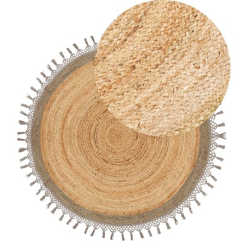 Tapis Rond En Jute D 140 Cm Beige Et Gris Marts