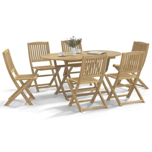 Prolenta Premium - Ensemble À Manger De Jardin 7 Pcs Bois D'acacia Solide