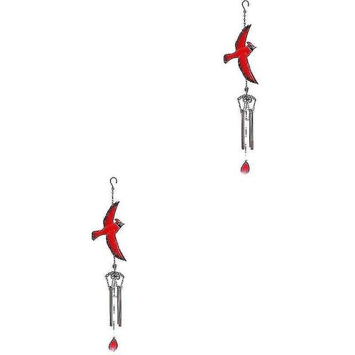 Lot de 2 carillons éoliens en fer à motif d'oiseaux - Décoration à suspendre pour la maison, le jardin et la fenêtre