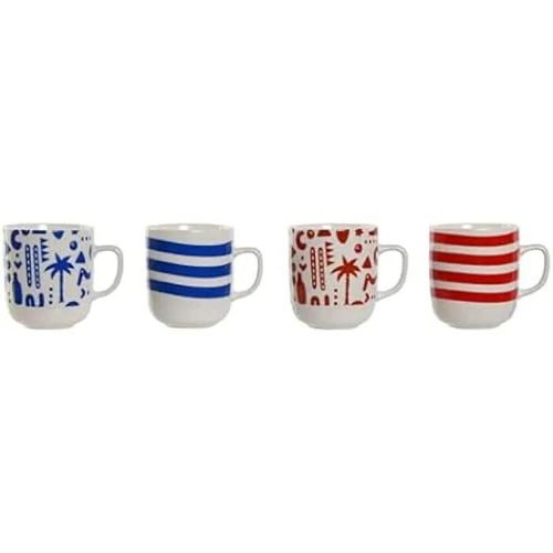 Mug - Home Esprit - Multicolore - Porcelaine - 380 Ml - 4 Unités