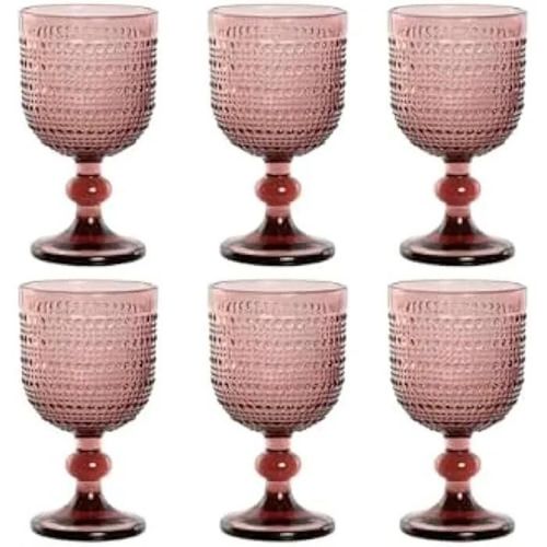 Verres - Home Esprit - Lot De 6 - Verre Rose - 240 Ml - Compatible Lave-Vaisselle