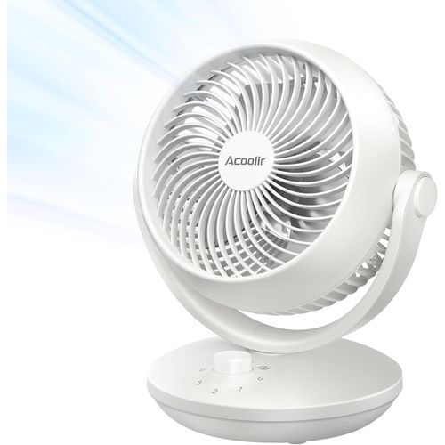 LETNERNY-Ventilateur De Bureau, Ventilateur Silencieux Ultra 24 Db, Double Oscillation 70° Horizontale & 100° Verticale, 3 Vitesses, Petit Ventilateur De Table Pour Chambre Bureau Salon, Blanc Gris