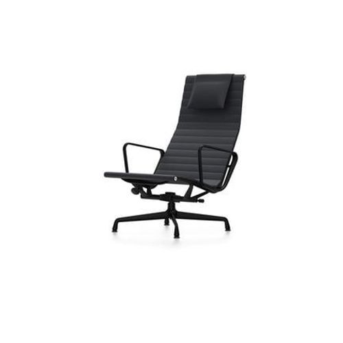 Vitra - Chaise En Aluminium - Ea 124 - Noir Profond - Cuir Nero - Noir