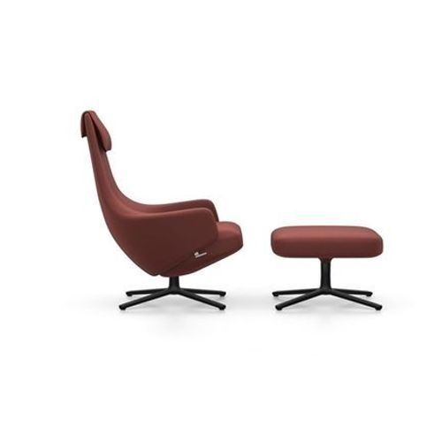 Vitra - Fauteuil Repos Nouvelle Édition & Ottoman - Cosy2 Châtaigne - Hauteur Du Siège 40 Cm - Noir Basique Enduit De Poudre - Rouge