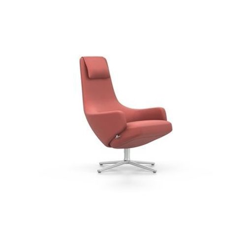 Vitra - Fauteuil Repos Nouvelle Édition & Ottoman - Cosy Orange Rouille - Hauteur Du Siège 40 Cm - Aluminium Poli - Orange