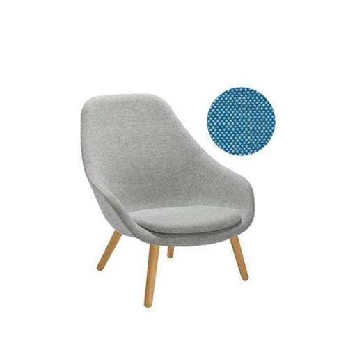 Hay - About A Lounge Chair High Aal 92 - Hallingdal 840 - Beige/Turquoise - Vernis À Base D'eau - Bleu