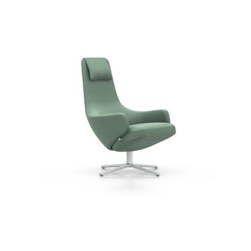 Vitra - Fauteuil Repos Nouvelle Édition & Ottoman - Cosy 2 Vert Roseau - Hauteur Du Siège 45 Cm - Aluminium Poli - Vert