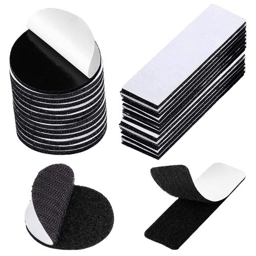 LETNERNY-80 Pièces Scratch Autocollant Rond 5Cm Et 6Cm Carré Scratch Autocollant Double Face Pastille Scratch Autocollant Scratch Autocollant Adhésif Puissant Bande Auto-Adhésif