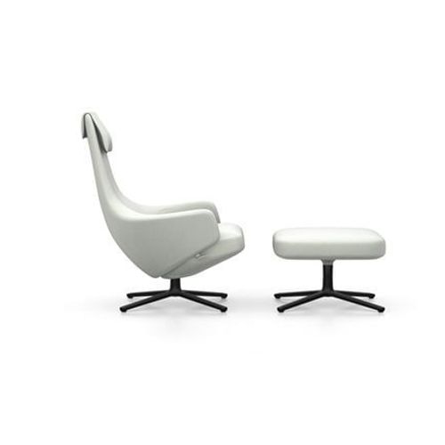 Vitra - Fauteuil Repos Nouvelle Édition & Ottoman - Cosy 2 Bleu Pâle - Hauteur Du Siège 45 Cm - Noir Basique Enduit De Poudre - Bleu