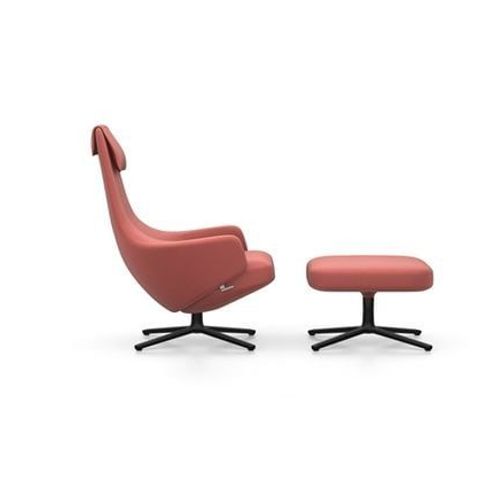 Vitra - Fauteuil Repos Nouvelle Édition & Ottoman - Cosy Orange Rouille - Hauteur Du Siège 45 Cm - Noir Basique Enduit De Poudre - Orange
