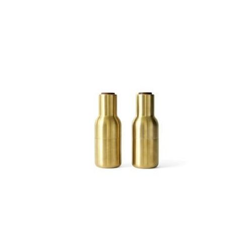 Audo - Ensemble De Moulins Bottle Grinder Classic - Laiton, Brossé - Couvercle En Noyer - Jaune
