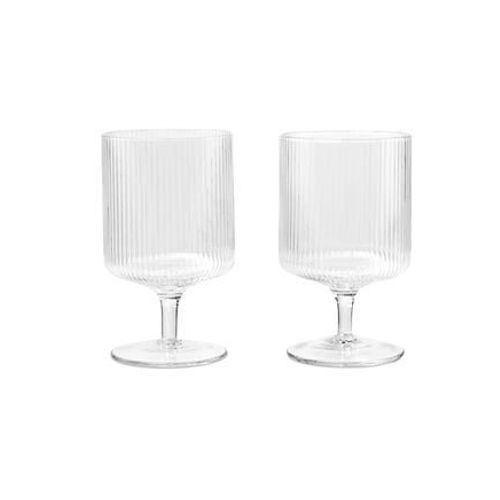 Ferm Living - Verres À Vin Ripple (Set De 2) - Transparent - Transparent
