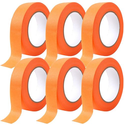LETNERNY-Ruban De Masquage | 6 Rouleaux | 25 Mm X 50 M | Ruban De Masquage Pour Peintre, Ruban Adhésif Pour Travaux De Peinture Et Décoration Intérieur Et Extérieur, Orange