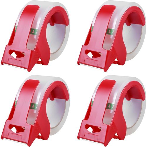 LETNERNY-Ruban Adhésif Pour Colis Set De 4 Rouleaux De Ruban Adhésif Transparent, 48Mm X 50M, Pour Expédition, Cartons Et Déménagement (Transparent 1.88Inch X 55Y 2 Rouleaux + 2 Distributeurs)