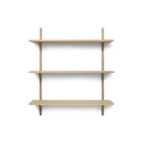 Ferm Living - Étagère Sector - Chêne - Laiton Noir - 3 Rayons - Large - Beige