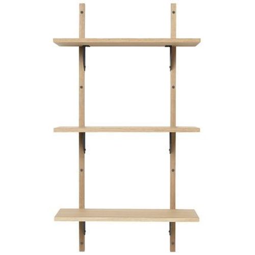 Ferm Living - Étagère Sector - Chêne - Laiton Noir - 3 Rayons - Étroit - Beige