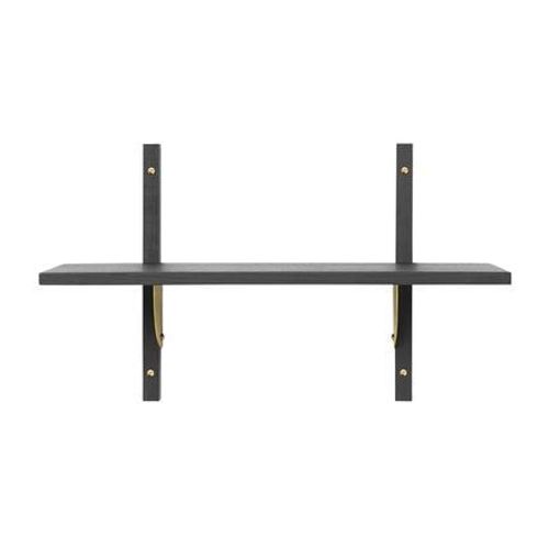 Ferm Living - Étagère Sector - Frêne Noir - Laiton - 1 Étagère - Étroit - Noir