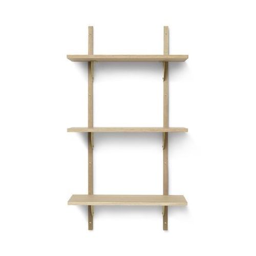 Ferm Living - Étagère Sector - Chêne - Laiton - 3 Rayons - Étroit - Beige