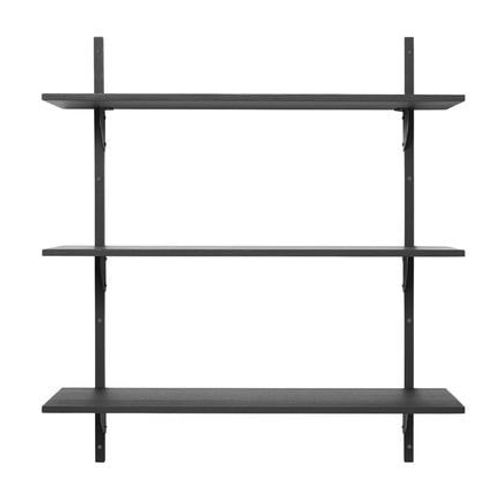 Ferm Living - Étagère Sector - Frêne Noir - Laiton Noir - 3 Rayons - Large - Noir