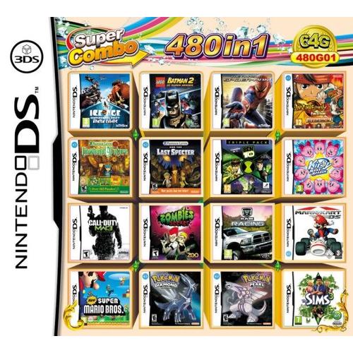 480 Jeux En 1 Nds Jeu Lot Carte Super Combo Cartouche Pour Ds 2ds New 3ds Xl (Lego Batman 2 Amazing Spider-Man Kirby Mass Attack)
