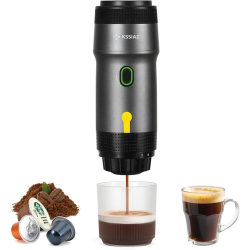 LETNERNY-Machine À Espresso Portable, Cafetière Electriques Avec Chauffage Automatique, Usb Et Chargeur De Voiture, Mini Cafetière Avec Capsule Ns Et Café Moulu Pour Camping, Randonnée, Voyage, Noir