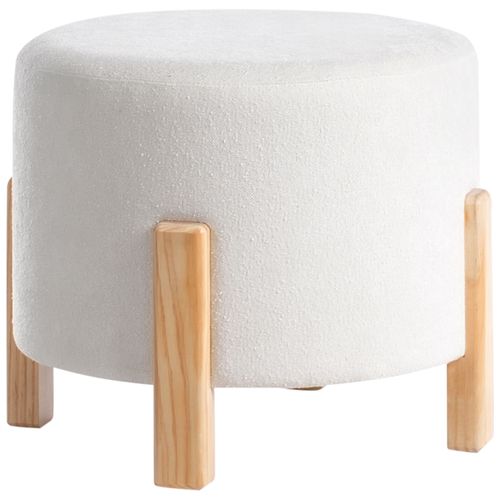 Pouf Terry Tissu Chenille Blanc Cassé 53 Cm 53 Cm 43 Cm