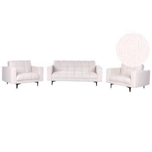 Ensemble De Salon En Bouclé Blanc Alnes