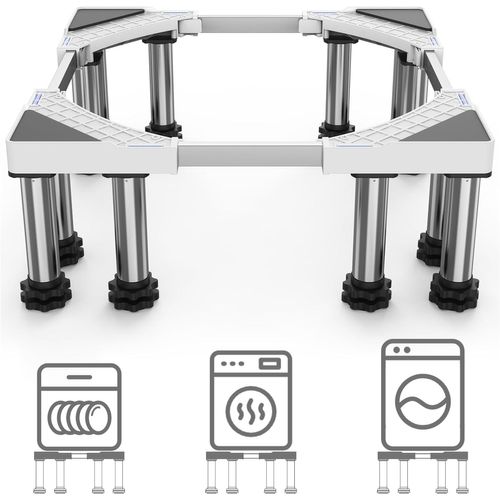 Support De Machine À Laver Base Socle 12 Pieds Plus Stable Pour Machine À Laver Sèche-Linge Frigo Charge 250 Kg (Réglable: 43.5-63Cm,18-22 Cm)[MAC1179]