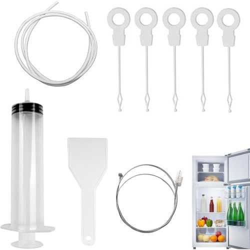 Kit De Nettoyage De Réfrigérateur,9 Pièces Accessoires De Nettoyage De Réfrigérateur,Brosses De Nettoyage De Trou De Vidange De Réfrigérateur,Avec Seringue, Tuyau, Grattoir, Insert[MAC2199]