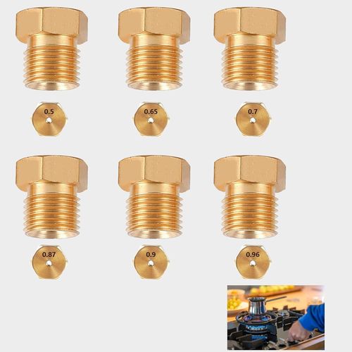 Lot De 6 Injecteurs Gaz Cuisine, Buses De Cuisinière Gpl Brûleurs Conversion Propane Butane Pour Plaque De Cuisson Au Gaz Filetage M6 X 0,75 1 X 0,50 1 X 0,65 1 X 0,70 1 X 0,87 1 X[MAC2072]