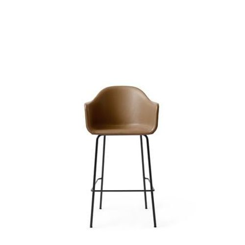 Audo - Chaise De Bar Harbour - Cuir Dakar Brun - Avec Rembourrage - Orange