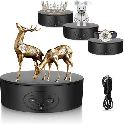 Plateau Tournant Electrique, 360 Degrés Présentoir Rotatif Électrique 13Cm 5Kg Table Tournante Rotative Électrique Avec Chargement Usb 2 Vitesses Pour Bijoux, Gâteaux, Photographie[MAC1286]